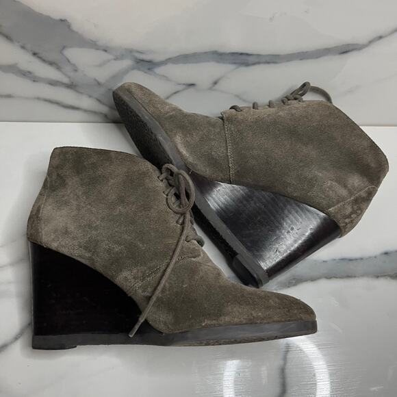 Franco Sarto | Women's Classic Brown Suede Lace Up Wedge Heel Weston Boots Sz 8 - Picture 5 of 7